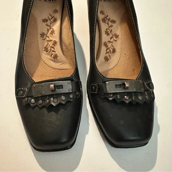 Sofft Kitten Heel Pump Kiltie Horse Bit Black Leather Size 8.5 Classic - Picture 6 of 11